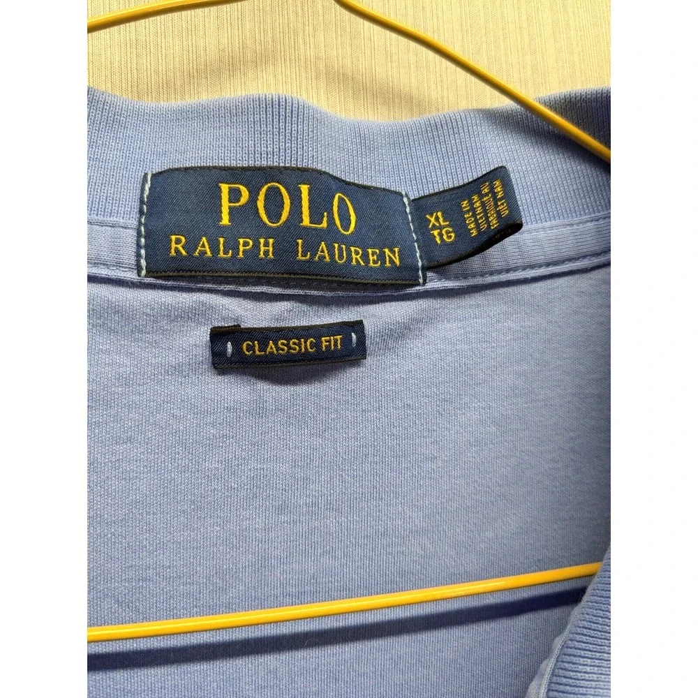 Polo Ralph Lauren Men XL Blue/Pink Pony Classic‎ Fit Short Sleeve Soft Knit Polo